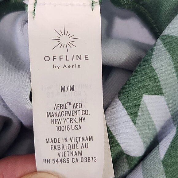 Offline By Aerie Real Me Xtra 7/8 Leggings M Green Houndstooth High Waist - Picture 7 of 12